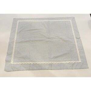 Vintage‎ Cannon Pillow Sham Standard Blue White Stripe Scalloped Embroidered USA